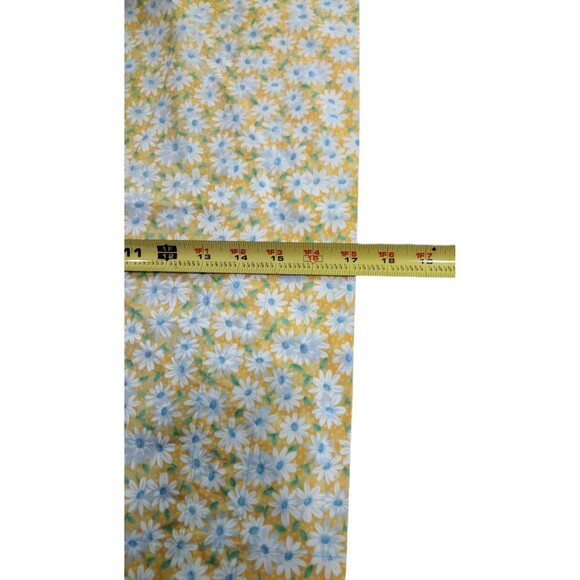 VTG 2pc Window Valance 78x17 Floral Yellow White Daisies Blue Trim Cottagecore - Picture 5 of 5